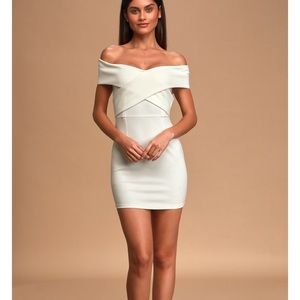 Lulus White Off-The-Shoulder Bodycon Dress